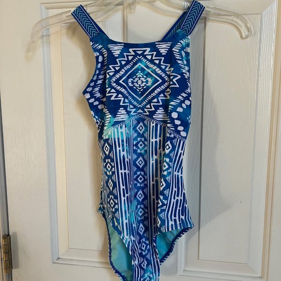 So Girls One Piece Swimsuit Blue Sz. 10 - Picture 3 of 6